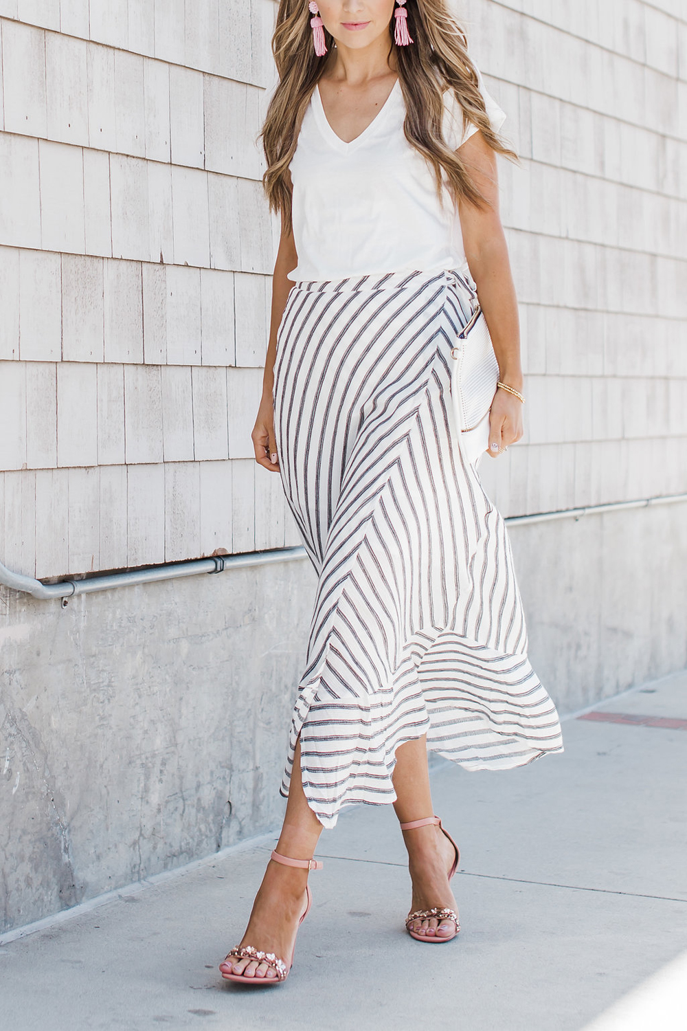 Merrick's Art Dressing Up a Basic White Tee and Linen Maxi Skirt