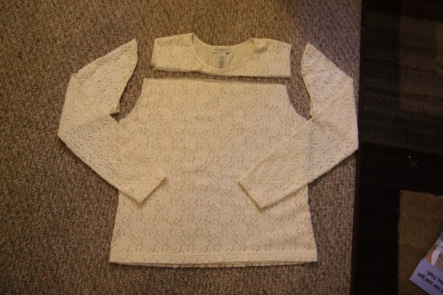 refashion a lace shirt to a skirt!
