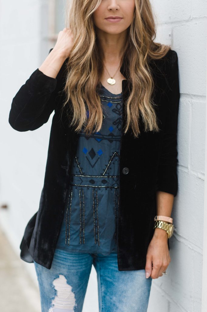 Merrick's Art Lucky Brand Beaded Tank and Velvet Blazer