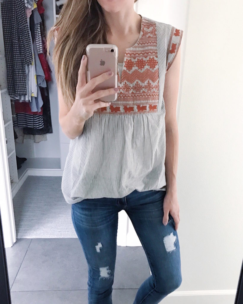 Merrick's Art Embroidered Cap Sleeve Top