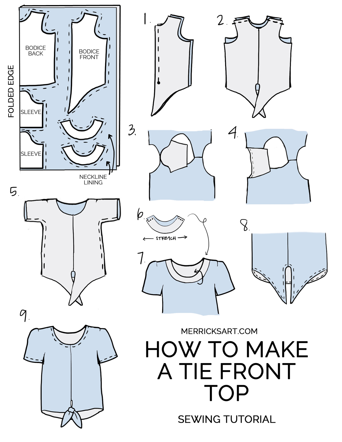 How to Make A Tie Front Top (Sewing Tutorial) - Merrick's Art