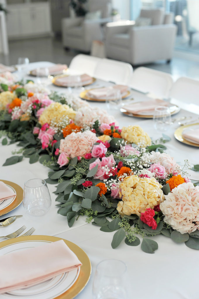 merricksart.com gold and pink table decorations