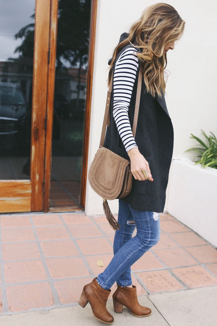 Striped shirt and cardigan shop