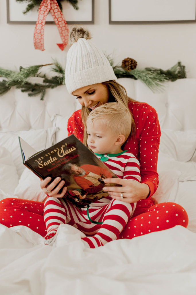 Red striped christmas pajamas for baby