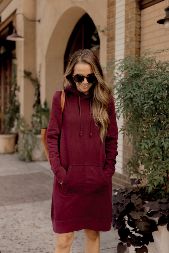 maroon hoodie dress