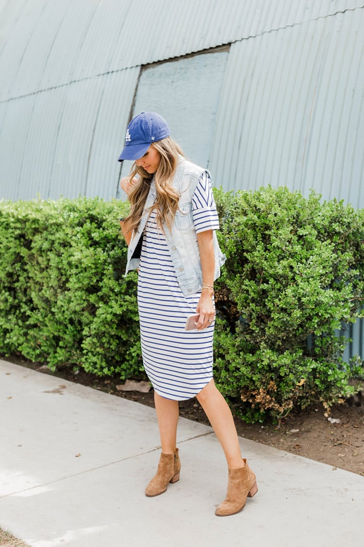 striped midi dress