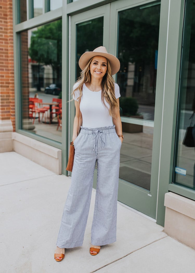 bodysuit and wide leg pants