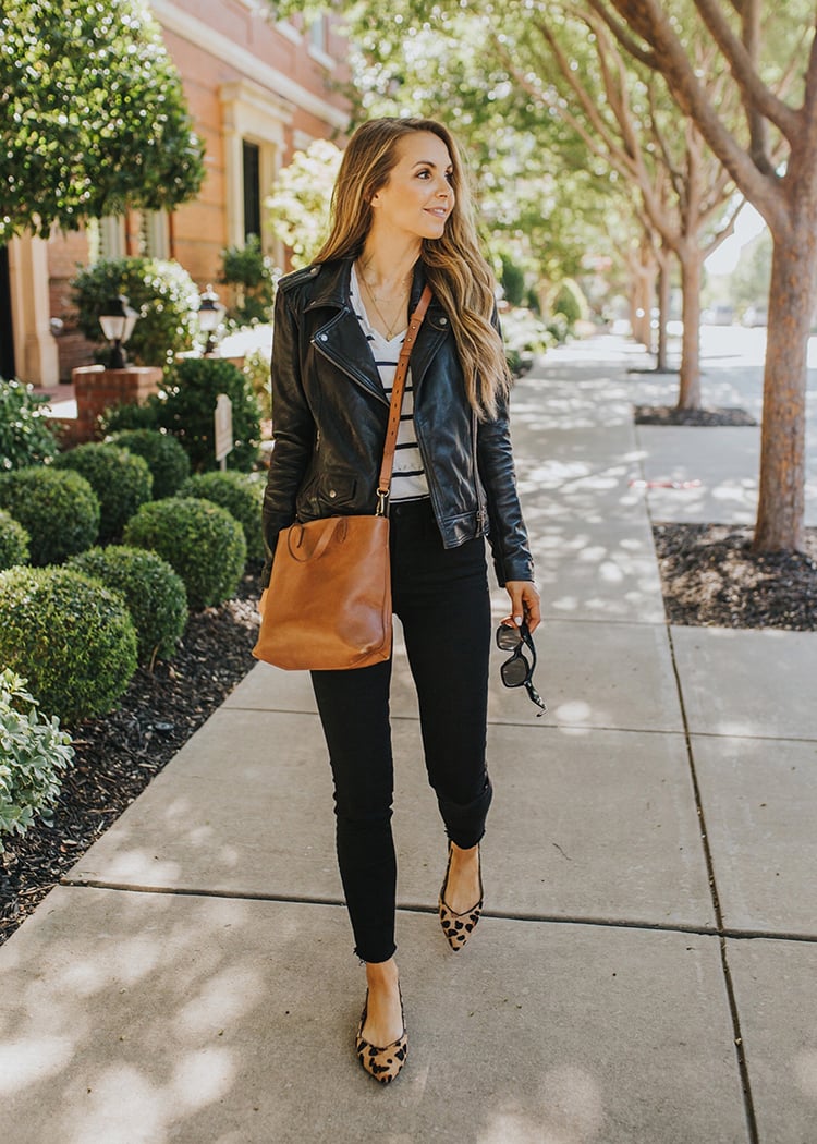 animal print flats outfit