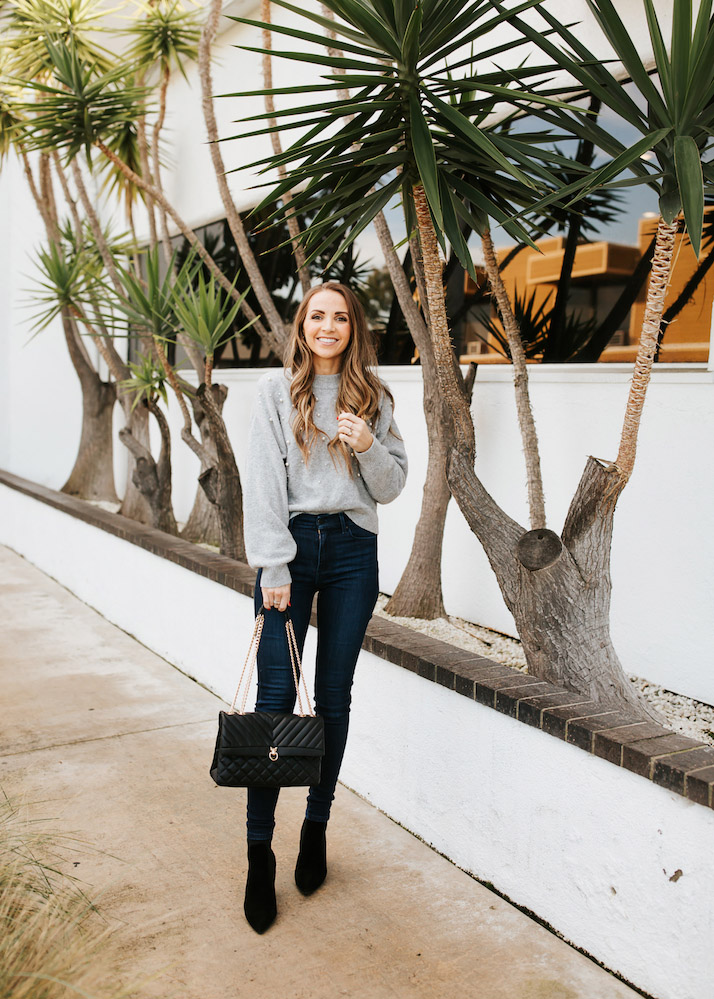 outfits with gray sweater