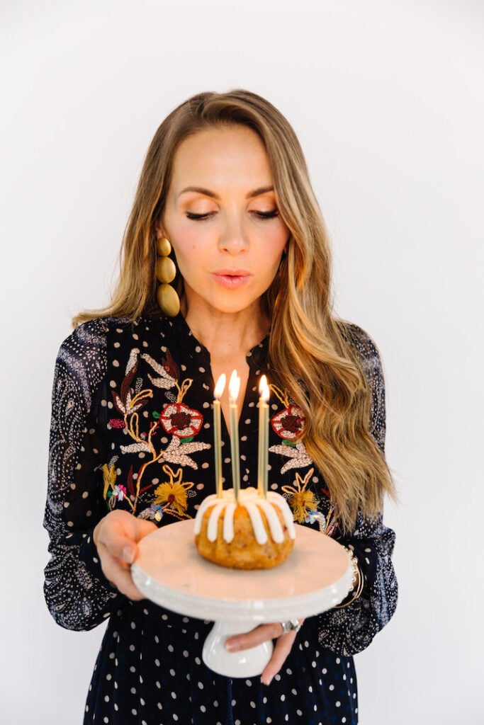 birthday cake and embroidered dress