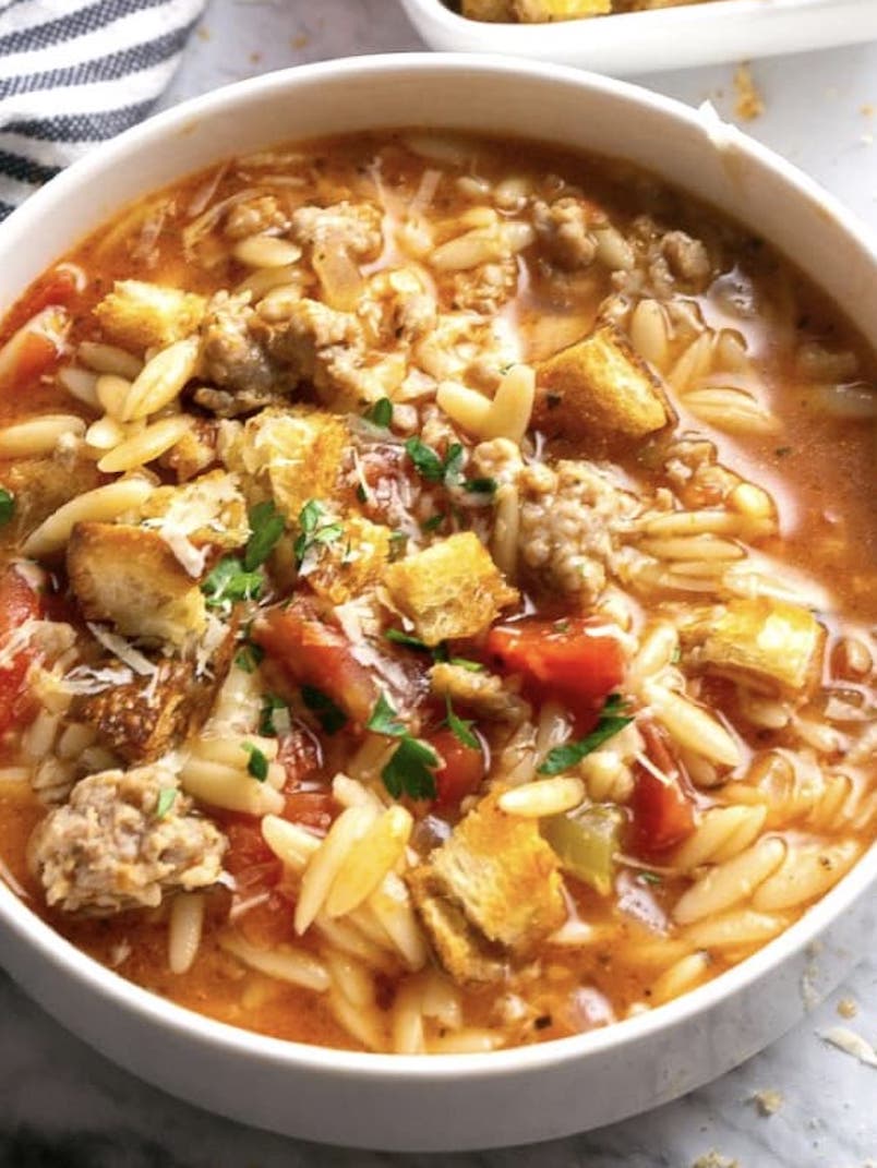 Italian sausage soup with orzo pasta
