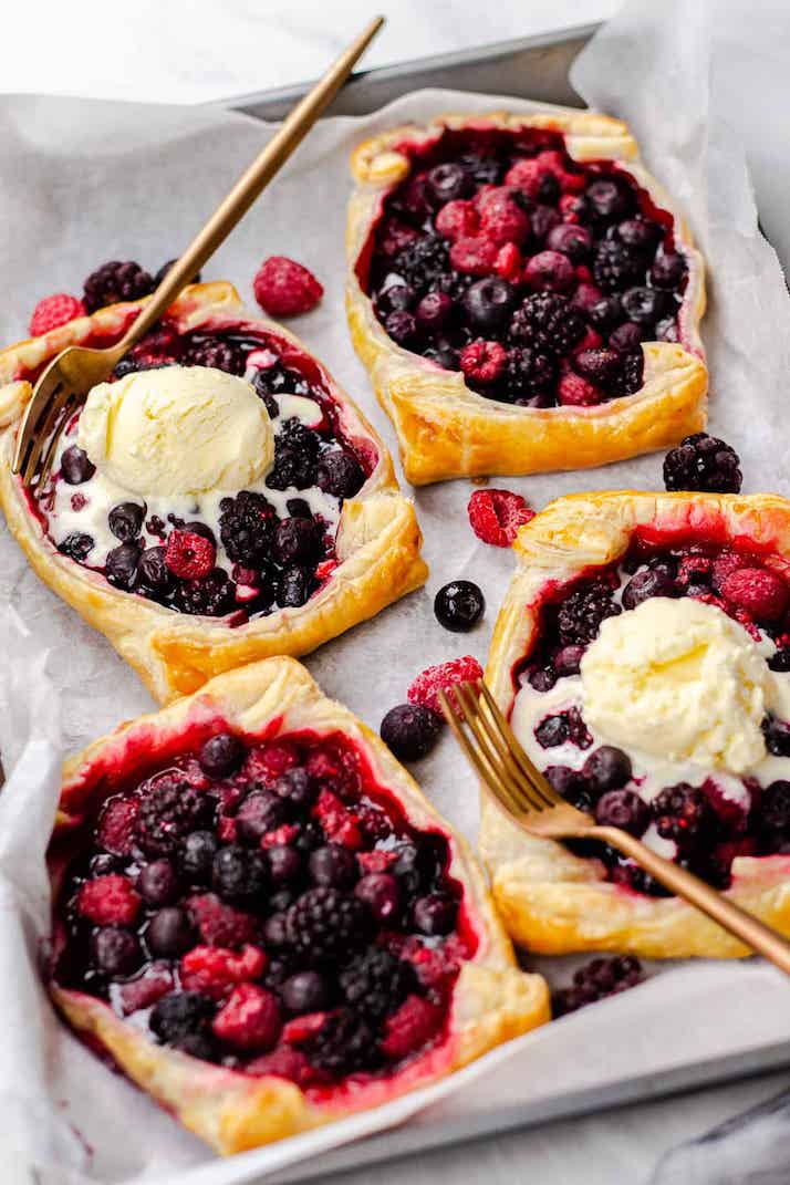 Berry puff pastry tarts