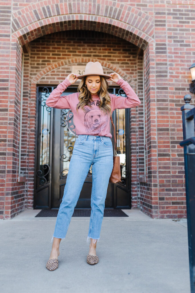 mama bear sweatshirt straight leg jeans