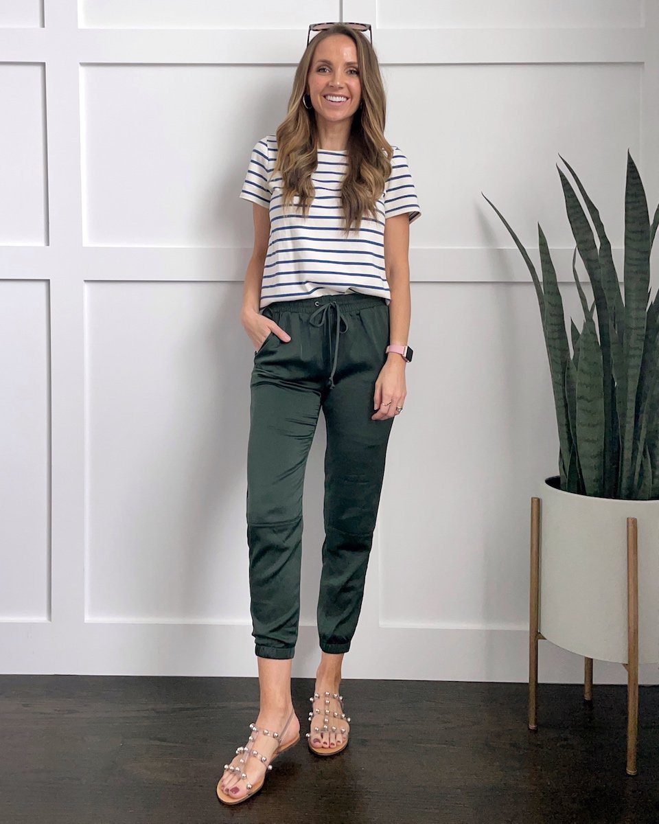 joggers and striped tee