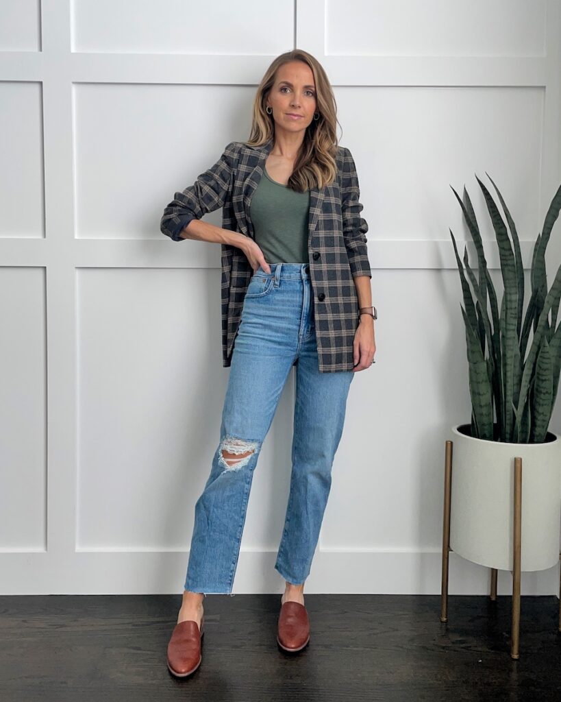 madewell straight leg jeans blazers for fall
