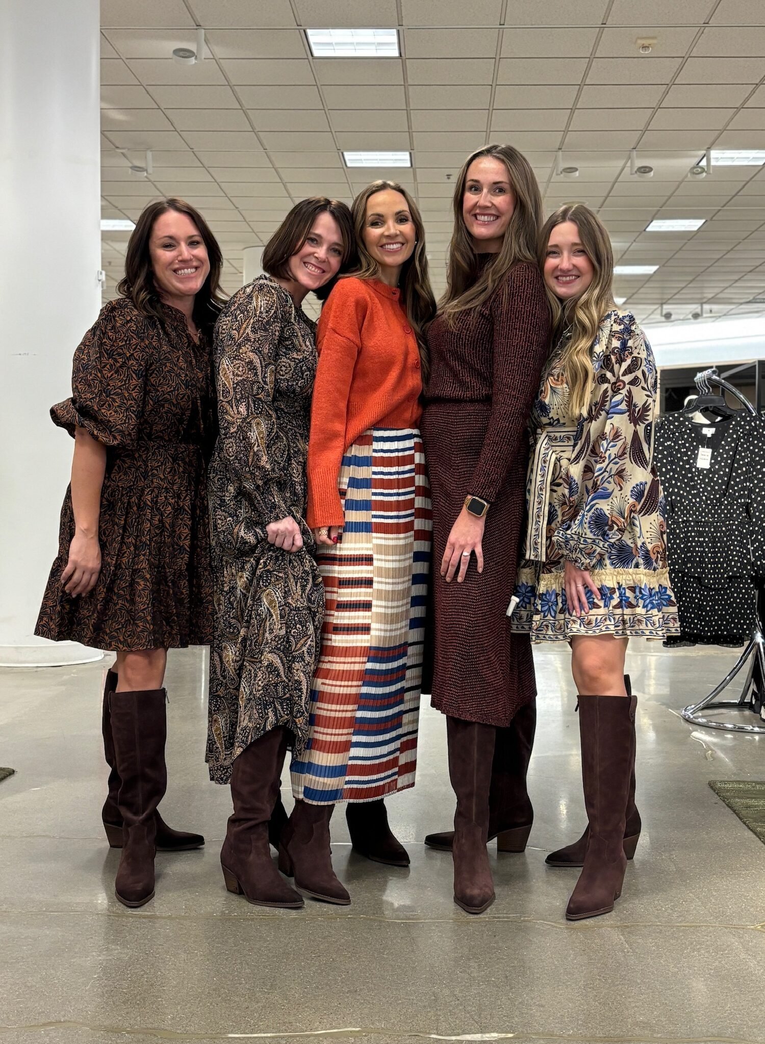 Nordstrom Anniversary Sale - Sam edelman chocolate brown suede boots, Caslon tiered dress, Sam Edelman dress, halogen skirt and open edit cardigan, nic and Zoe sweater set, farm rio short dress