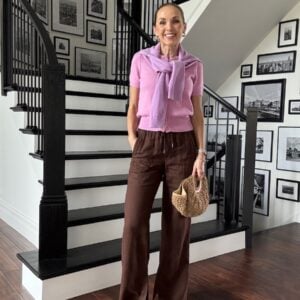 chocolate brown linen pants for spring